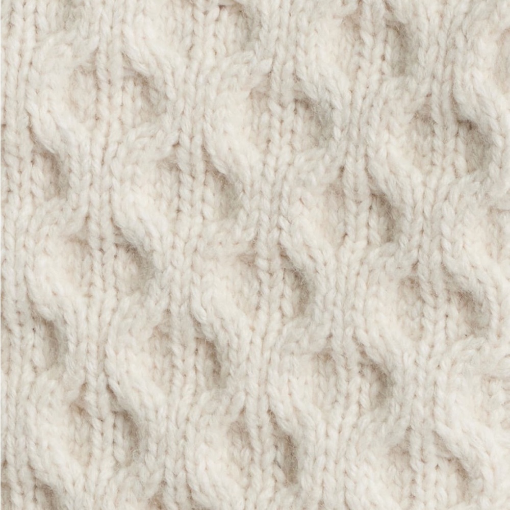 Rails Cream Cable Knit Sweater Burgundy Diamond Stitch Puff Sleeve Knit Top S - Picture 10 of 11